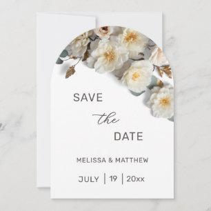 White Roses 3D Flowers Save The Date
