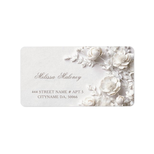 White Roses 3D Flowers |  Wedding Label (Front)