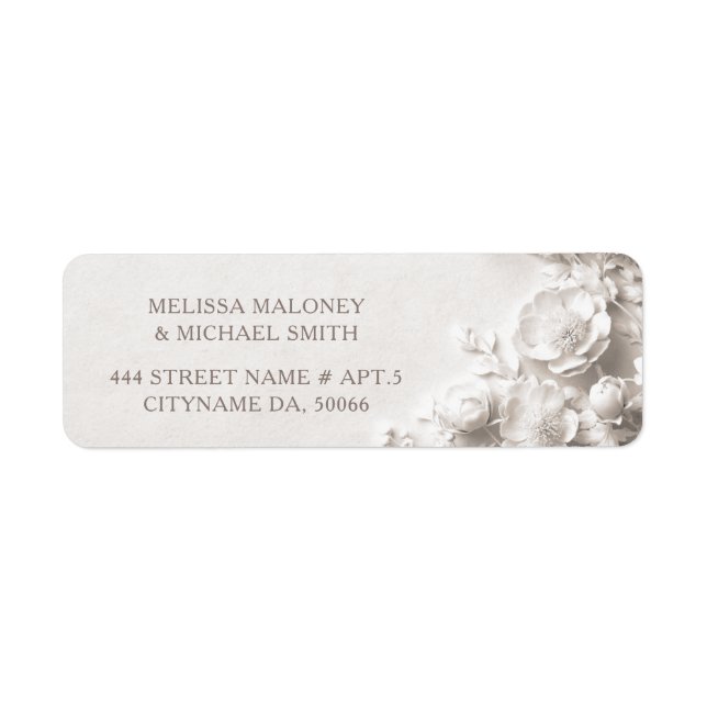 White Roses 3D Flowers |  Wedding Label (Front)