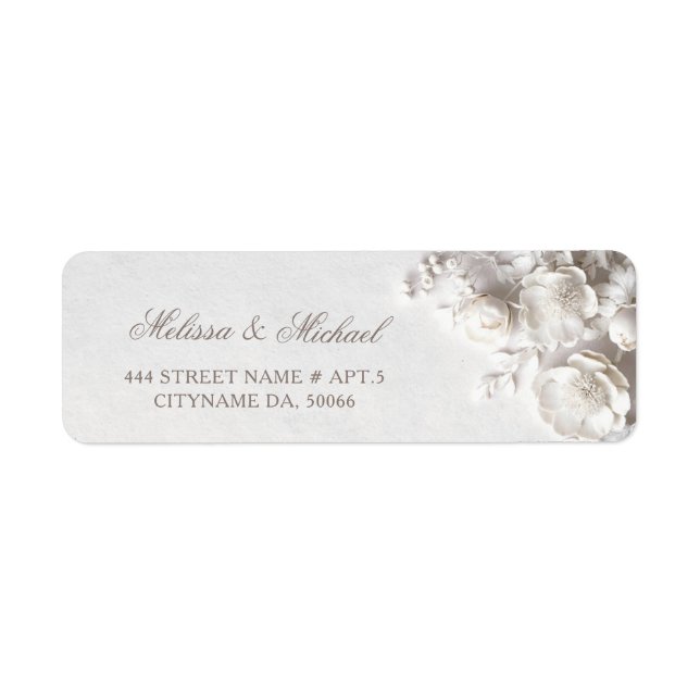 White Roses 3D Flowers |  Wedding Label (Front)