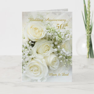 White roses, 50th Wedding Anniversary card