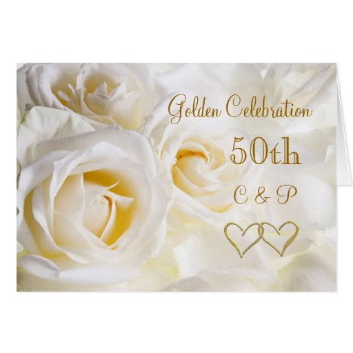 White roses 50th Wedding Anniversary Greeting Card | Zazzle