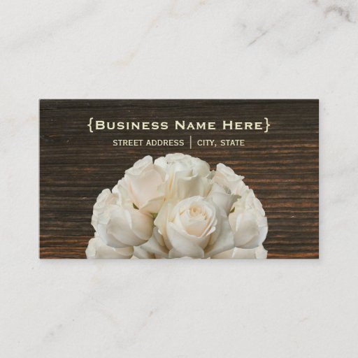 Customizable White Roses and Barnwood  Biz Card Business Card