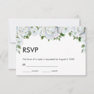 White Roses And Buds RSVP Card