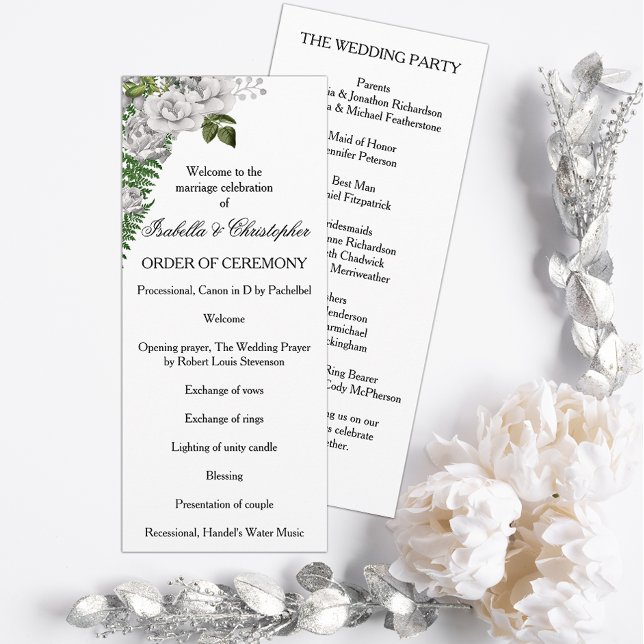 White Roses and Ferns Wedding Program (Creator Uploaded)