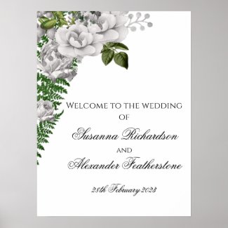 White Roses and Ferns Wedding Welcome
