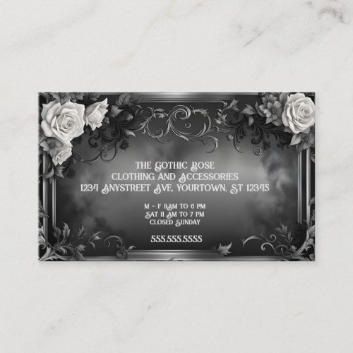 White Roses and Gothic Frame Business Card
