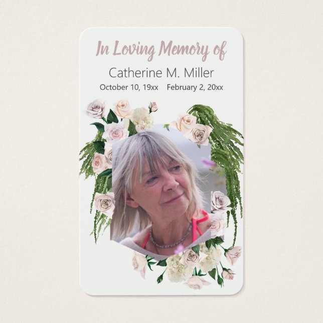 White Roses and Greenery Funeral Memorial (Front)