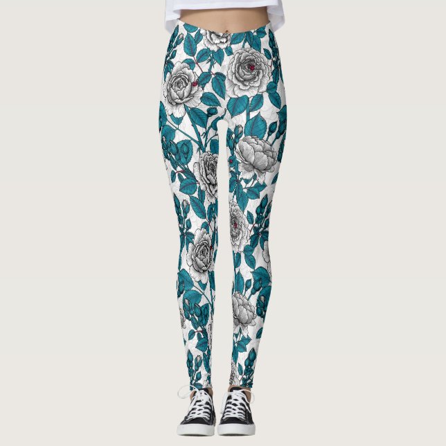 White roses and ladybugs leggings (Front)