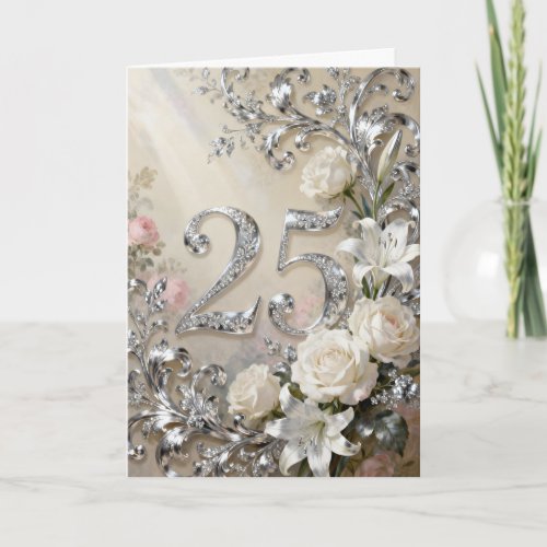 White Roses and Lilies Silver Anniversary
