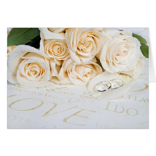 white roses and wedding rings cards (Front Horizontal)