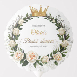 White Roses & Baby’s Breath Bridal Shower Balloon