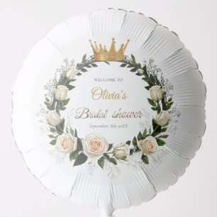 White Roses & Baby’s Breath Bridal Shower Balloon