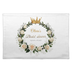 White Roses & Baby’s Breath Bridal Shower Cloth Placemat