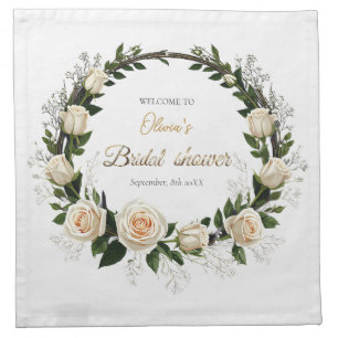 White Roses & Baby’s Breath Favors Cloth Napkin