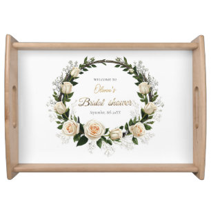 White Roses & Baby’s Breath Favors Serving Tray
