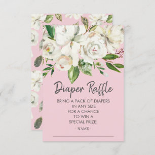 White Roses Baby Shower Diaper Raffle Ticket Invitation