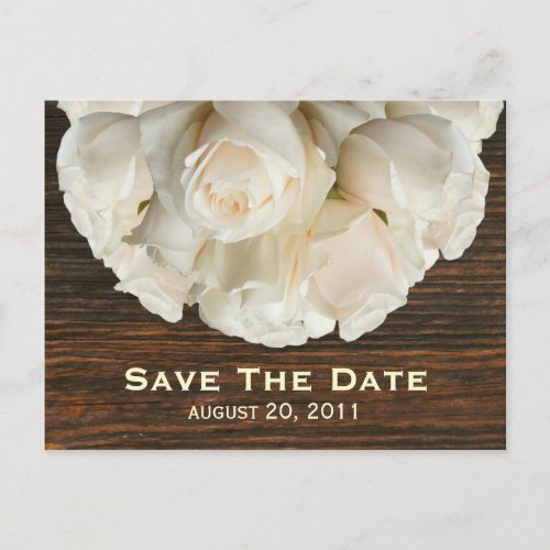 White Roses  Barnwood Save The Date Postcard