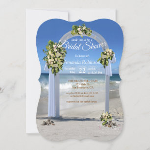 White Roses Beach Bridal Shower Invitation