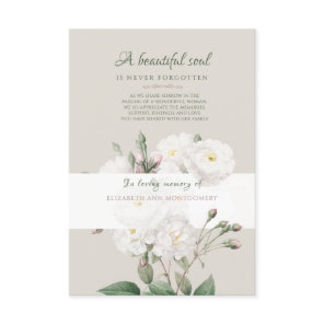 White Roses Bereavement Thank You Card