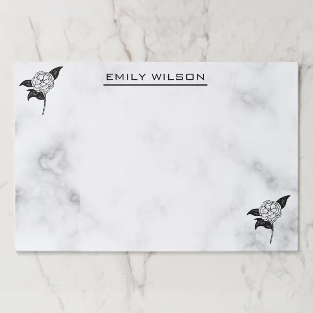 White Roses & Black Leaves Paper Pad (Front)