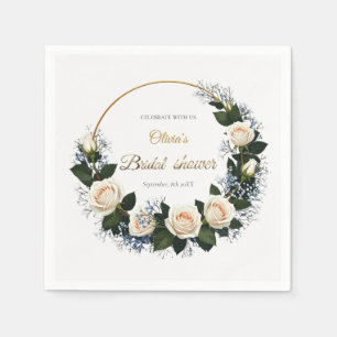 White Roses & Blue Baby’s Breath Celebrate Napkins