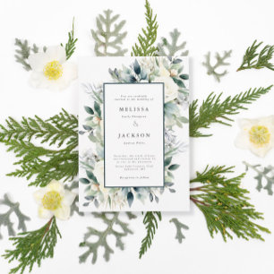 White Roses Boho Wedding Invitation