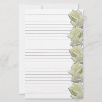 White Roses Border 1 Lined Writing Paper by BlueHyd at Zazzle