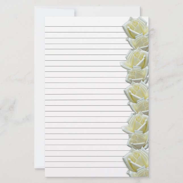 White Roses Border 1 Lined Writing Paper (Front)