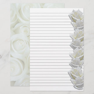 White Roses Border 2 Stationery Lined