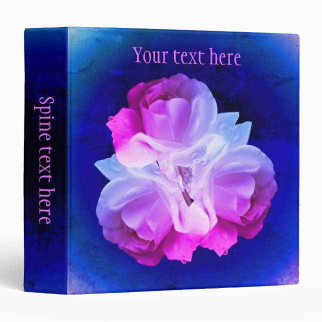 White Roses Bouquet Art Personalized 3 Ring Binder (Front/Spine)