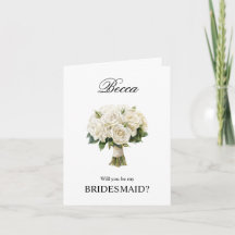 White Roses Bouquet Bridesmaid Proposal