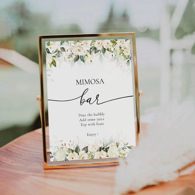 White Roses Bridal Shower Mimosa Bar Sign (Creator Uploaded)