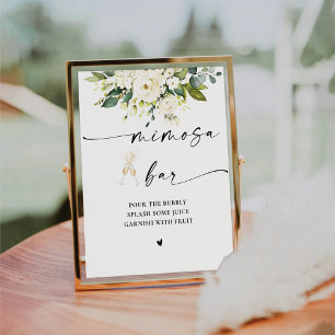 White Roses Bridal Shower Mimosa Bar Sign