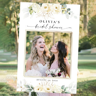 White Roses Bridal Shower Photo Prop Foam Board