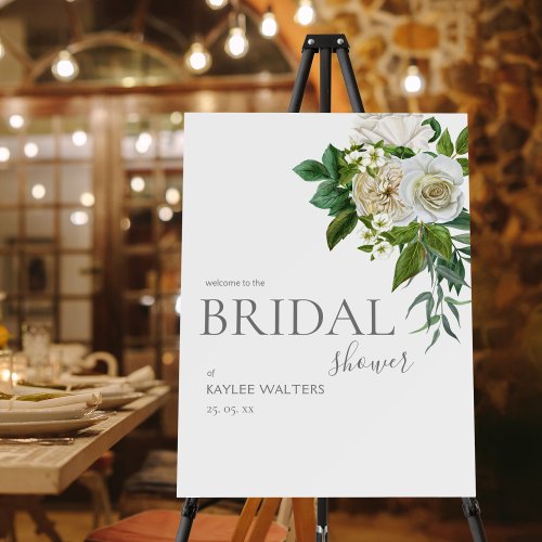 White roses bridal shower welcome sign template
