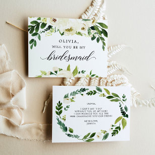 White Roses Bridesmaid Proposal Card