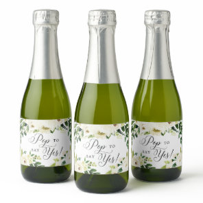 White Roses Bridesmaid Proposal Pop To Say Yes Sparkling Wine Label