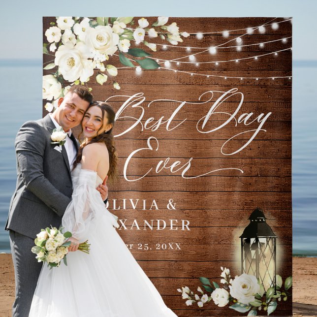 White Roses Brown  Wood Wedding Backdrop (Creator Uploaded)