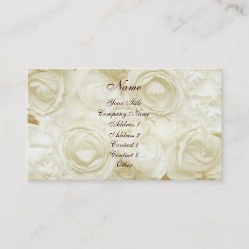 Customizable White Roses Business Card Template