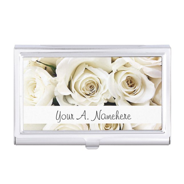 White Roses Business Card Holder (Front)