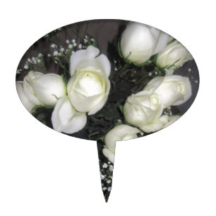 WHITE ROSES CAKE TOPPER