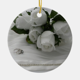 White roses ceramic ornament