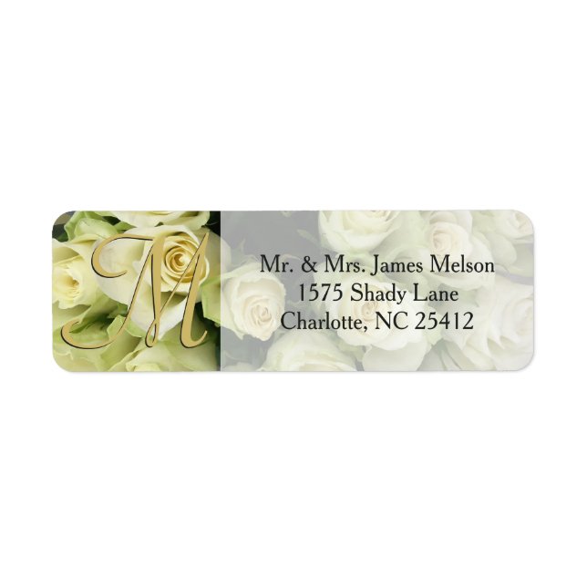 White Roses Champagne Blush Wedding Suite Label (Front)