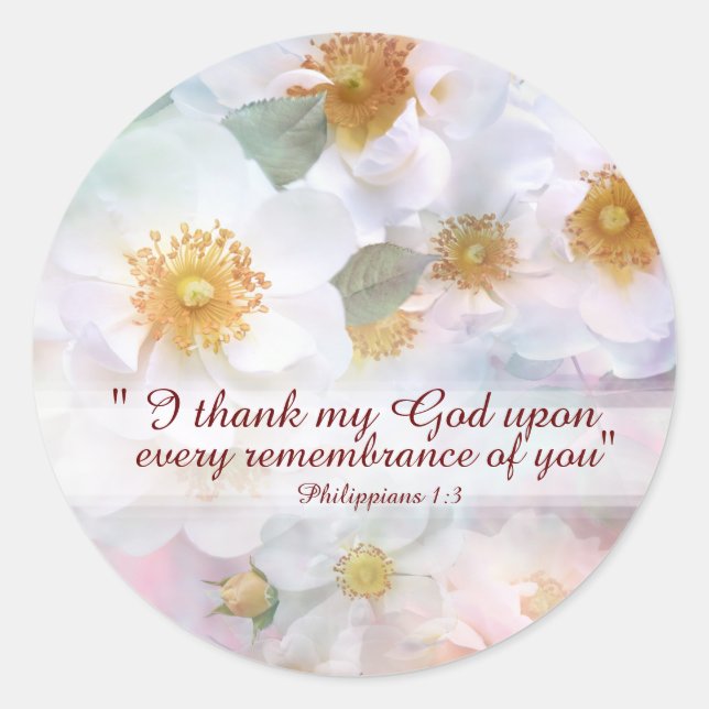 White Roses Classic Round Sticker (Front)