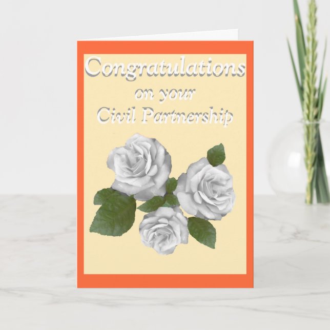White Roses congratulations Civil Partnership Card (Front)