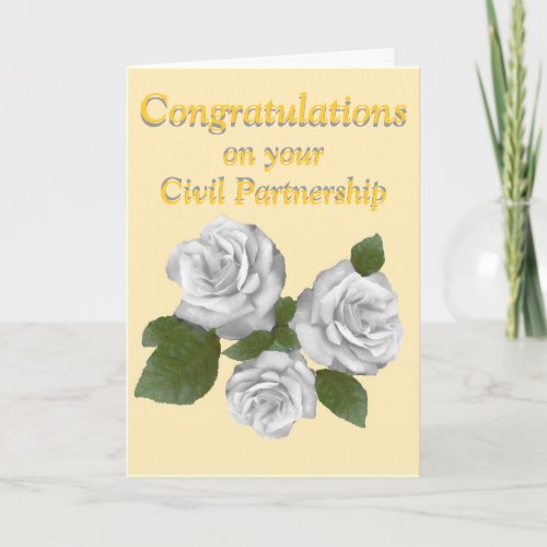 White Roses congratulations Civil Partnership Card