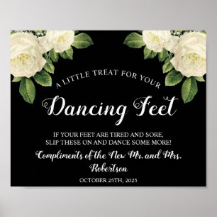 White Roses Dancing Feet Flip Flops Wedding Sign
