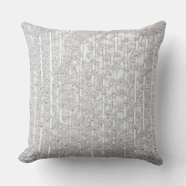 White Roses E Throw Pillow (Front)