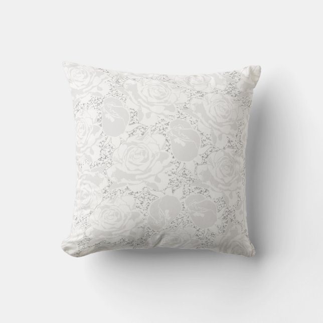 White Roses Elegant Decorative Throw Pillow (Front)